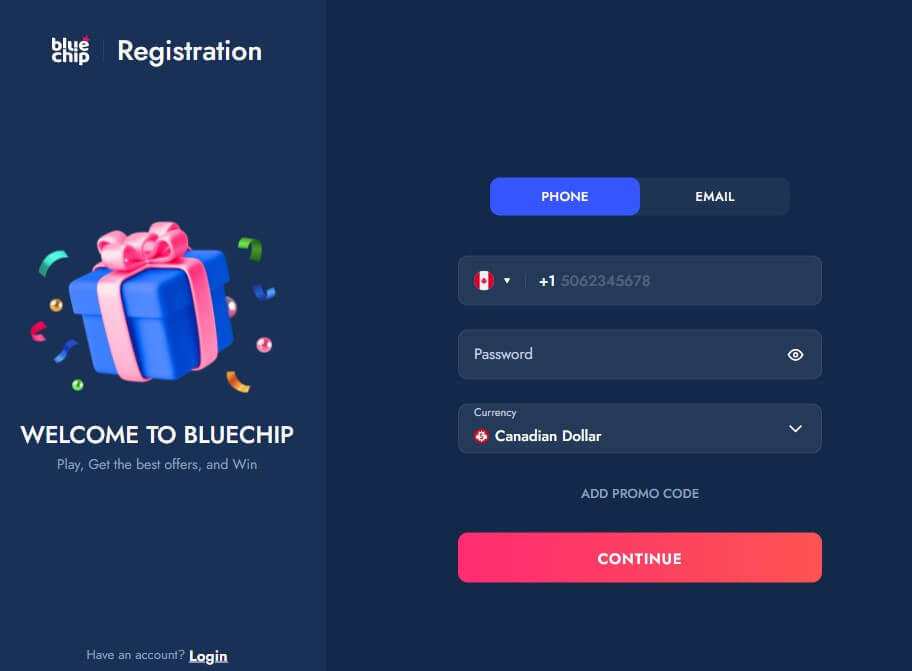 Bluechip Casino Canada Registration