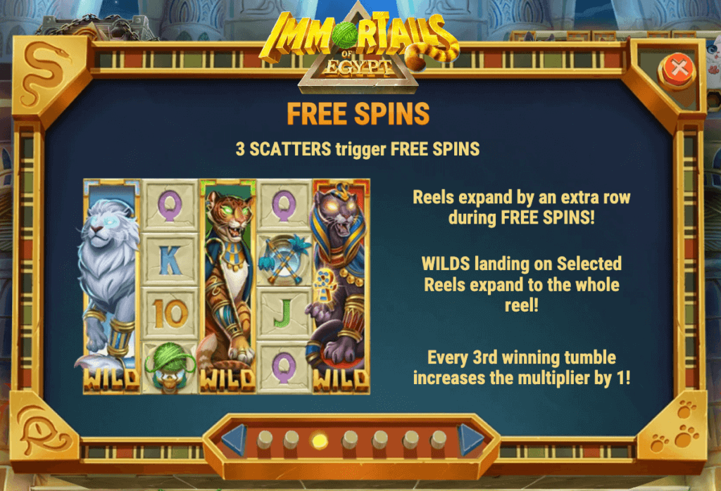 Immortails of Egypt play'n go online casino canada slot free spins