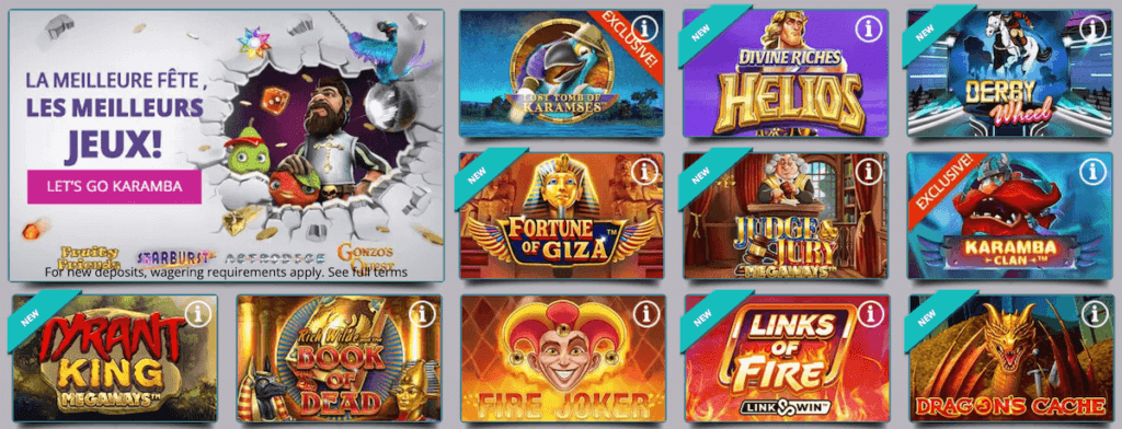 Karamba Casino online slot games offered Canada bonus