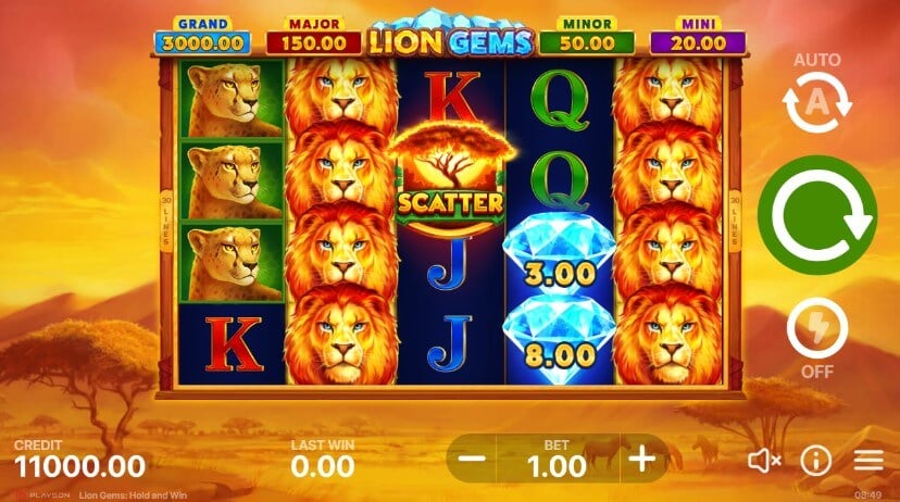 Lion Gems Hold and Win Slot Game 