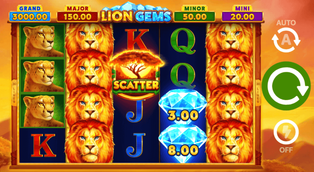 Lion Gems Hold and Win savana theme canada casino slots