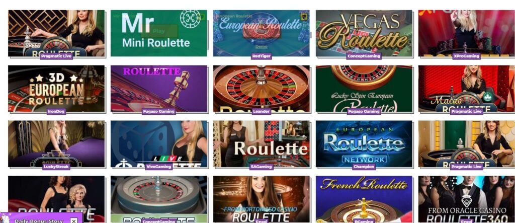 Live Roulette Games on Winstoria Casino