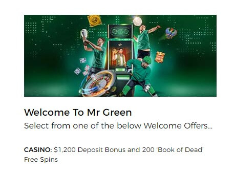 Mr Green Casino Welcome Bonus offer