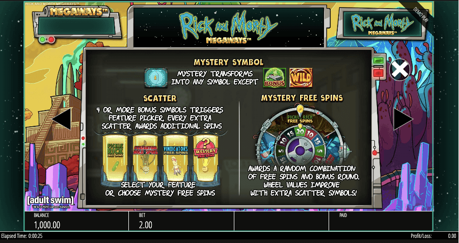 Rick and Morty megaways mystery wilds 