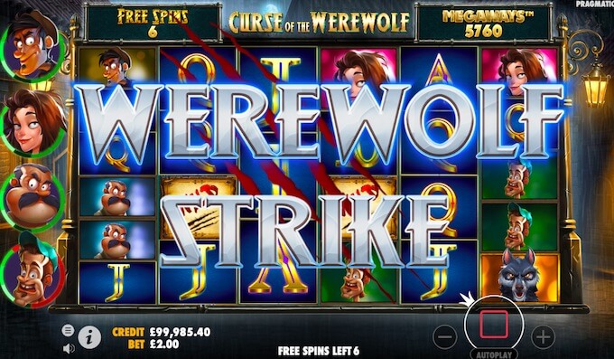 Curse of the werewolf slot free spins