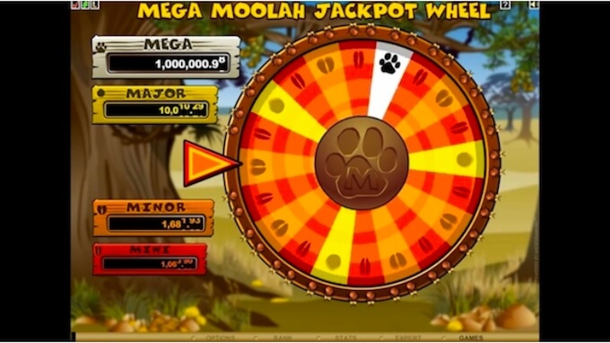 Mega Moolah bonus wheel