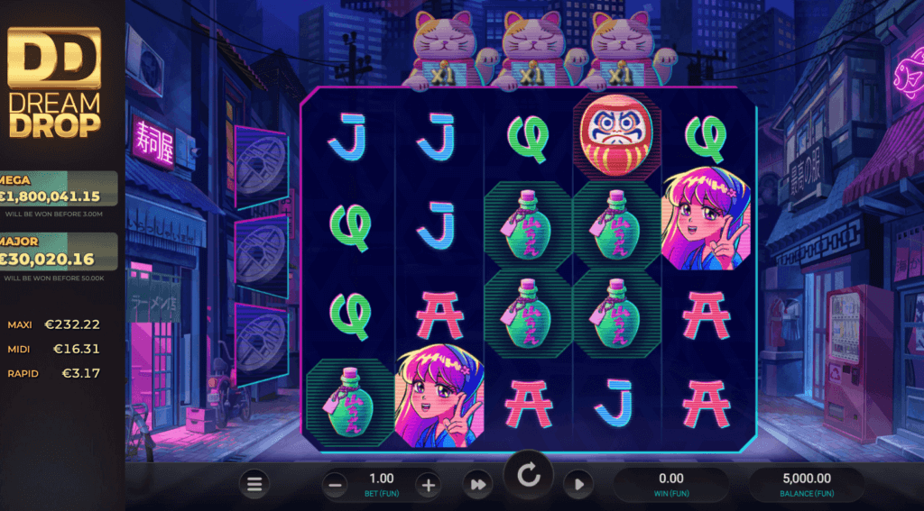 neko night dream drop japanese manga themed canada casino slots
