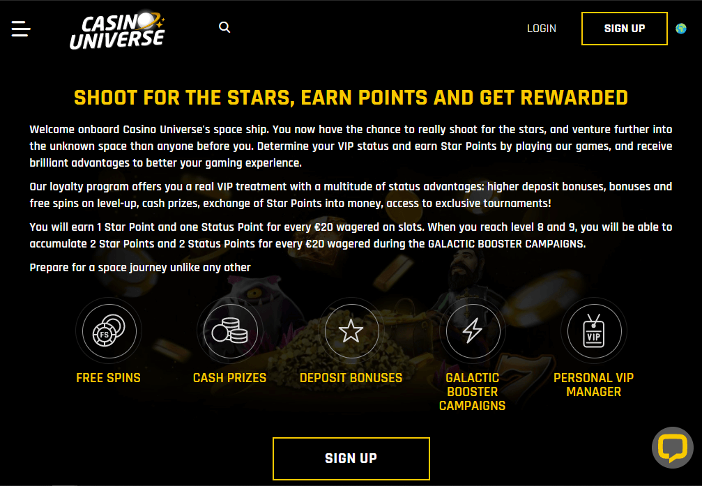 Casino Universe VIP scheme 