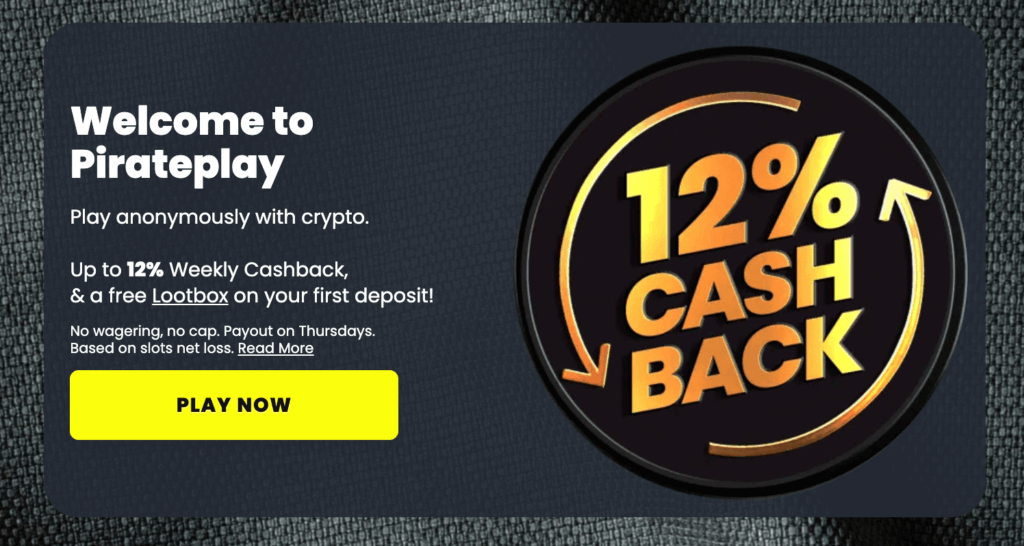 pirateplay 12% cashback bonus canada casino