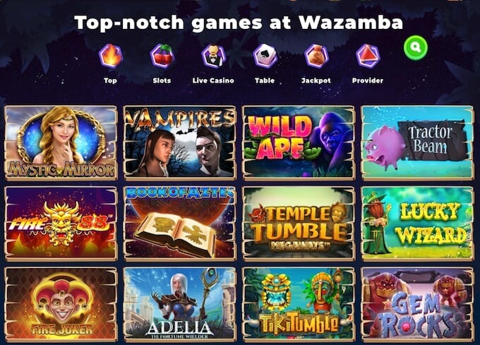 Wazamba online casino games