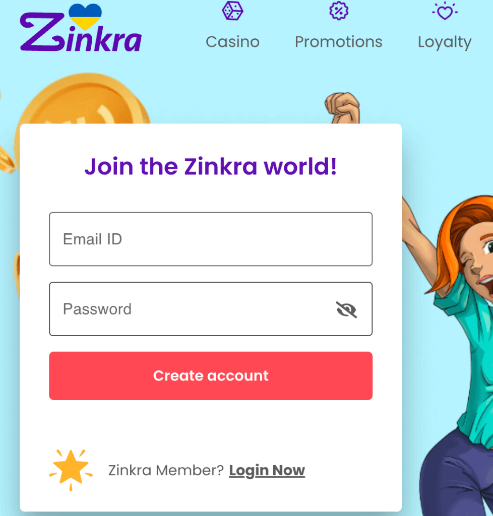 zinkra casino sign up registration review canada